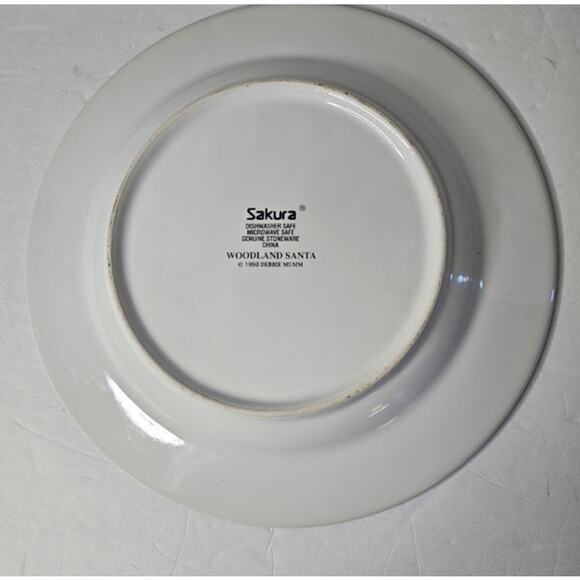 VTG Woodland Santa Plates by Debbie Mumm - Pinecone & Birdhouse Christmas 1998 - Picture 4 of 7